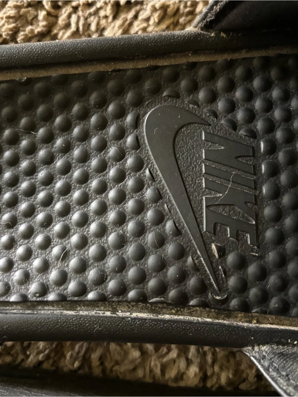 Nike' Black Slide Sandals with White Logo, shoes